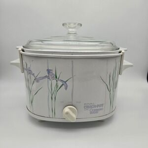 Vintage Rival Crock-Pot Corning Ware Slow Cooker Shadow Iris 3753 3QT